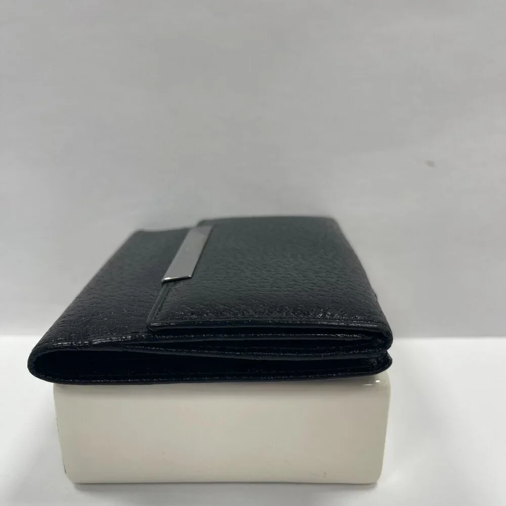 Gucci Black Leather Compact Wallet w/ Silver-tone Hardware - Preowned